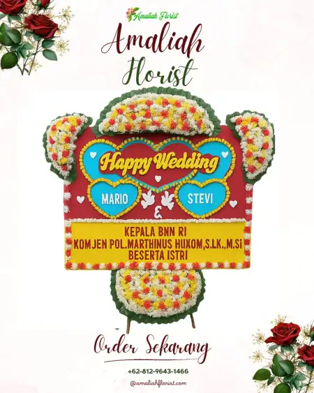 Papan Bunga Pernikahan Pal Merah